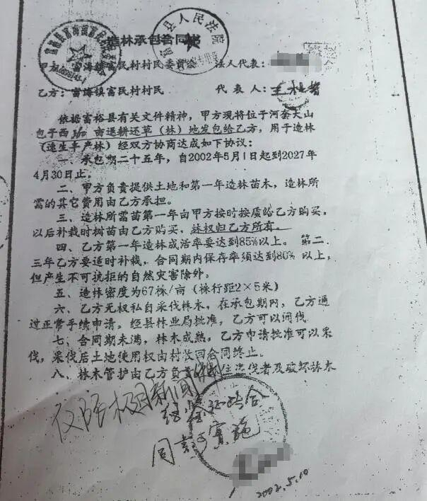 造林承包合同，图源：受访者供图