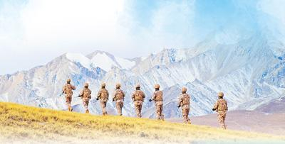 昆木加哨所官兵前往一线点位执行巡逻任务