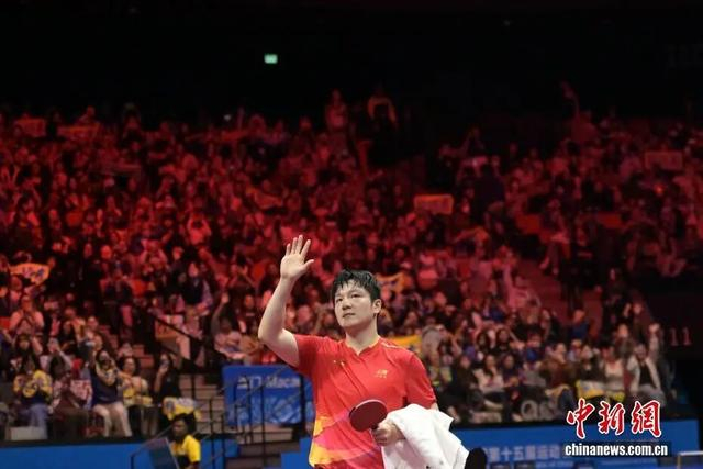 图为樊振东庆祝胜利。中新社记者 陈永诺 摄