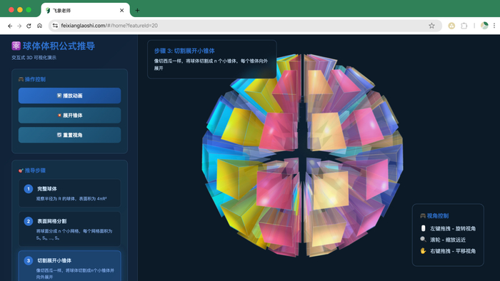 3D可视化演示球体体积公式推导过程。 企业供图
