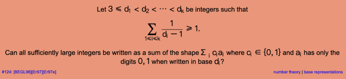 图丨埃尔德什问题 124 号（来源：Erdős Problem）