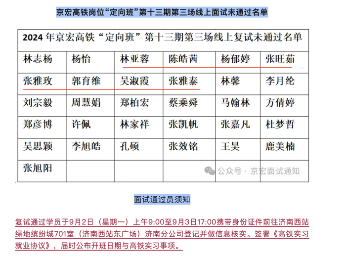 微信公众号“京宏面试通知”截图