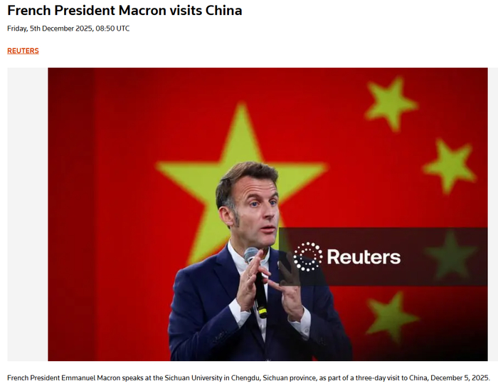 法国总统马克龙访华 路透社报道