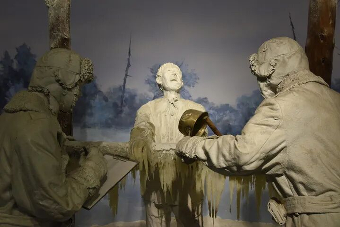 侵华日军第七三一部队罪证陈列馆展现的冻伤实验场景。新华社记者 杨思琪 摄