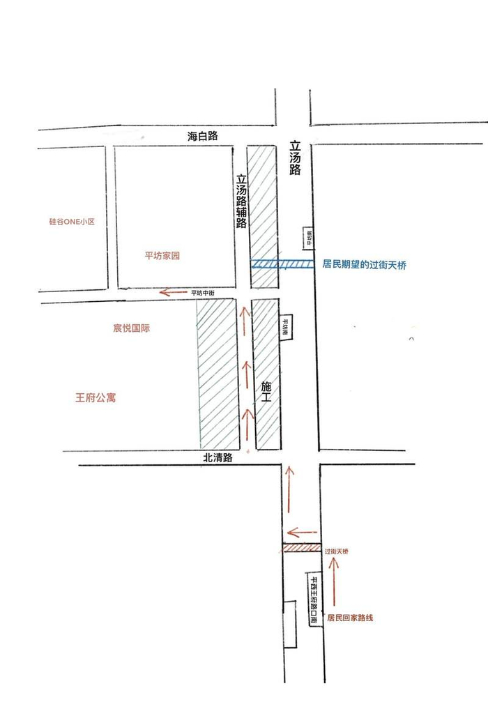 该地区道路示意图。新京报记者 展圣洁 制图