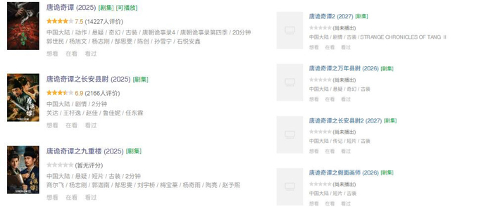 《唐朝诡事录》系列横屏中剧、竖屏短剧规划