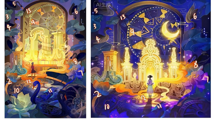 左图为莫醒原图，右图为参赛图。受访者供图