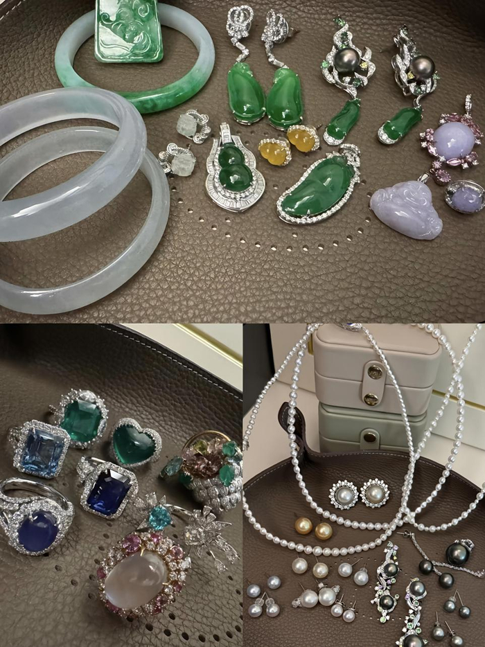 ▲真真过去买的珠宝和翡翠，图片源于受访者
