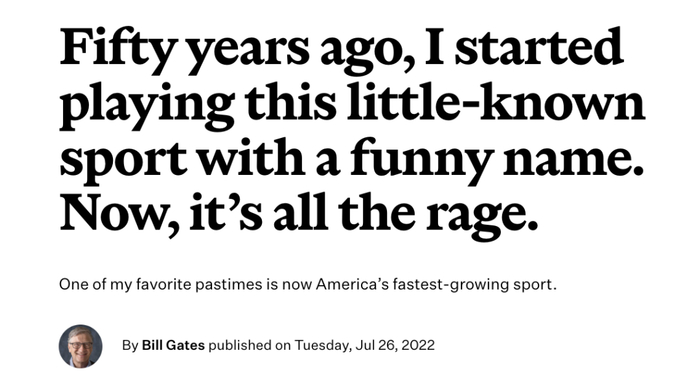 比尔·盖茨有关打匹克球的文章