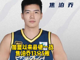 焦泊乔加盟广东以来最硬一战！5中5拿下13分5板！