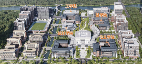 图为澳门大学医学院、信息学院、工学院、设计学院的横琴合作区校区示意图。（澳门大学供图）