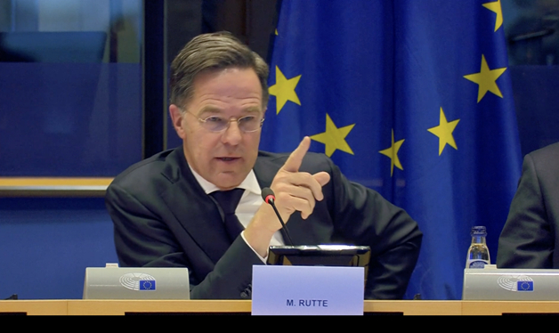 吕特26日称如果没有美国的帮助，欧洲将无法自卫。图源：视频截图