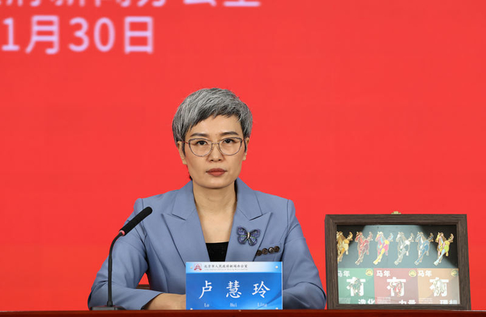 北京市商务局党组成员、副局长卢慧玲介绍新春促消费活动。首都之窗记者 李磊 摄