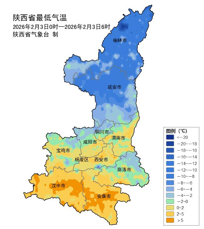 2月3日00-6时低温实况图