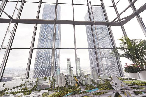             张江模力社区沙盘模型，它是汇聚全球AI前沿技术、展示产业数智化转型成果的窗口  本报记者  徐程  摄          