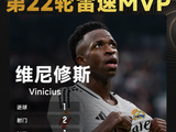 雷速西甲评选：维尼修斯1V3打入神级兜射，当选第22轮MVP