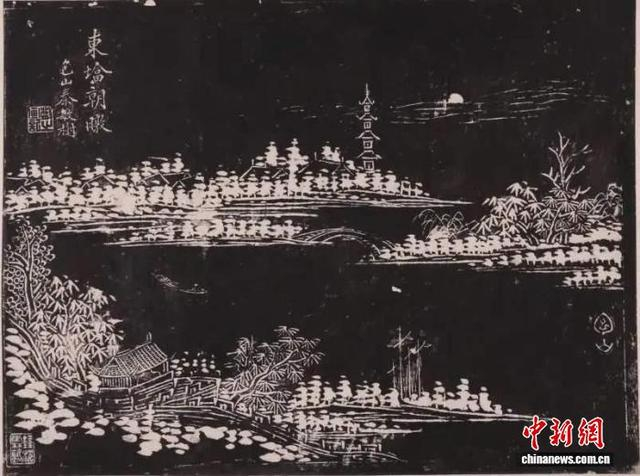 南湖八景之“东塔朝墩”，嘉兴博物馆藏。嘉兴市新闻传媒中心供图