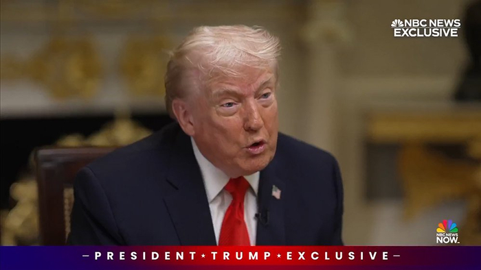 当地时间2月4日，特朗普接受专访，谈及第三任期话题。 视频截图