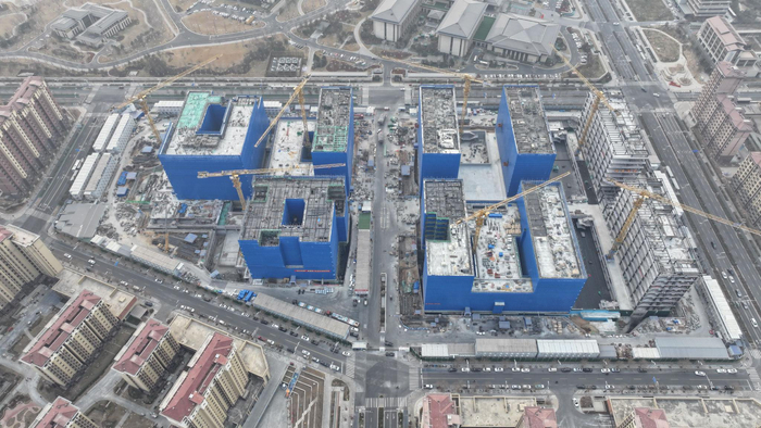 北京大学人民医院雄安院区封顶施工图。医院供图