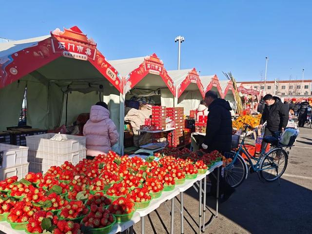 顺鑫石门年货市集上新鲜水果吸引顾客驻足。图源：农视网记者赵宁宁拍摄