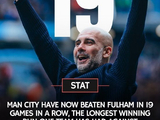 曼城对富勒姆19连胜的具体数据和历史战绩是怎样的？