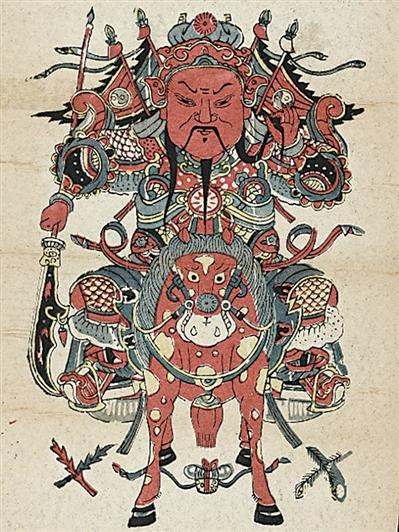 民国时期的武强年画“骑马关公”。何为供图