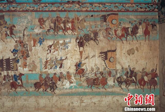 莫高窟第156窟-南壁下层-张议潮统军出行图。敦煌研究院供图