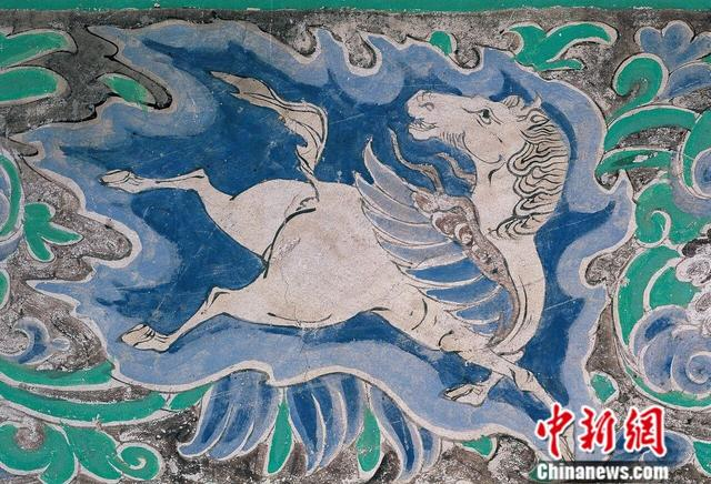 榆林窟第10窟-窟顶西披-翼马。 敦煌研究院供图