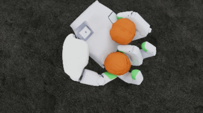 在仿真中盘核桃。图/银河通用公众号截图