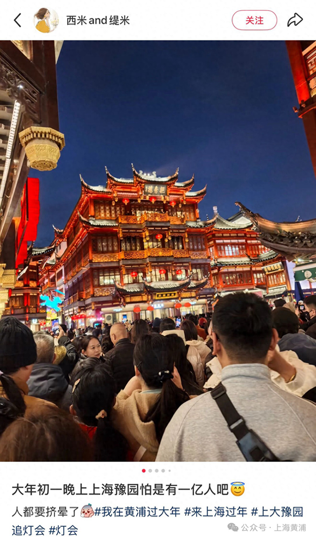 网友发图感叹豫园人气火爆。网络截图