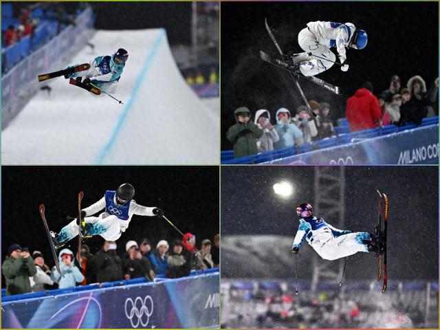 图为李方慧（左上）、谷爱凌（右上）、张可欣（左下）、刘奕杉（右下）在比赛中。新华社发