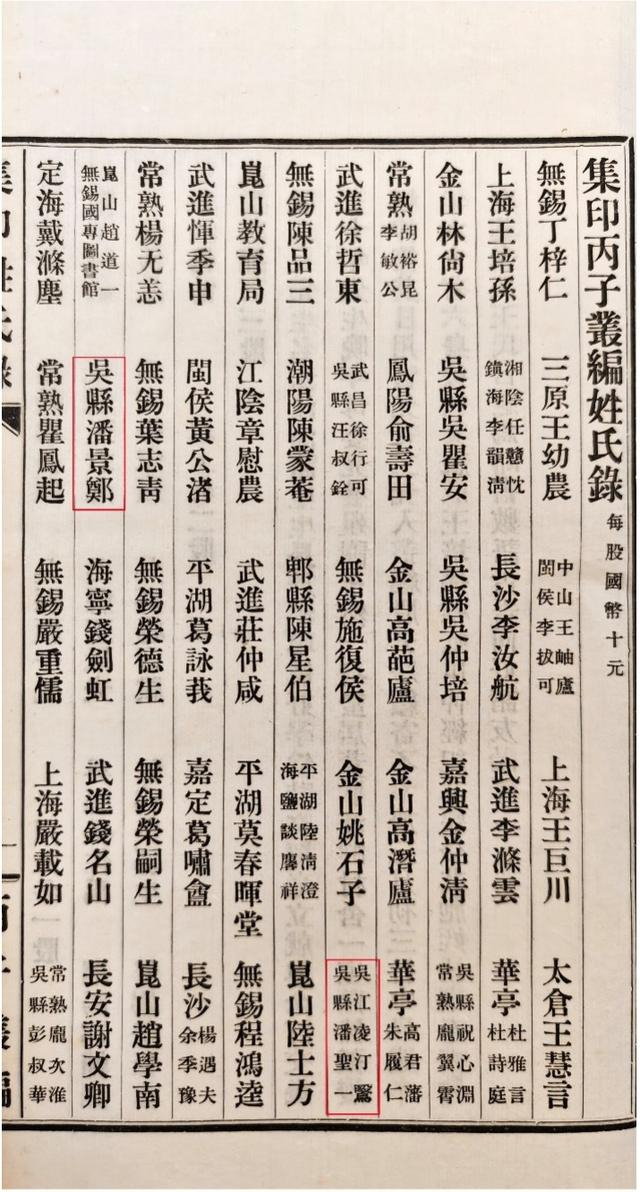 图二：集印《丙子丛编》姓氏录