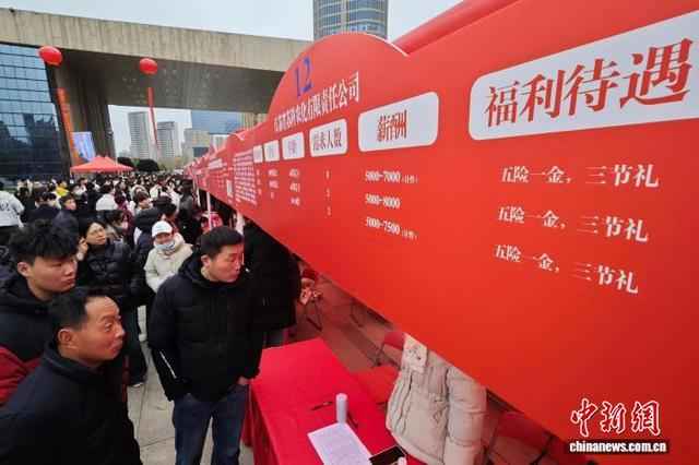 2月25日，江苏南京，应聘者在招聘摊位前咨询。中新社记者 泱波 摄