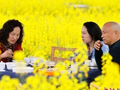 成都“花田火锅”人气旺 民众油菜花海中品美食