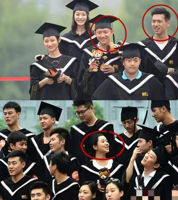 杨紫（下）、李现（上图右）、张一山（上图左）的大学毕业照