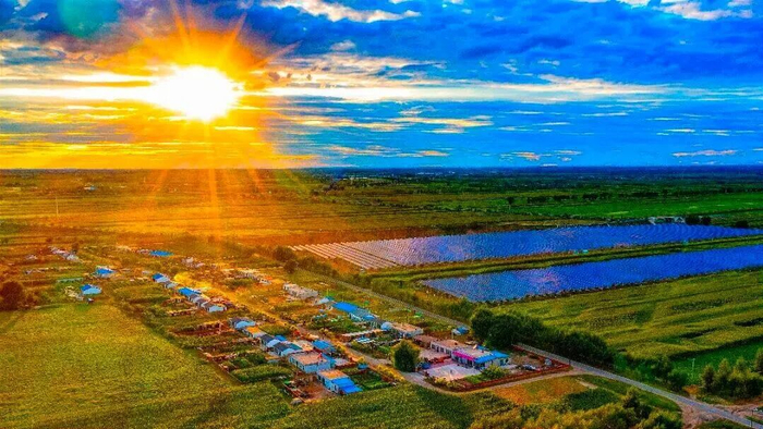 村庄内铺设的光伏板（央广网发 张磊 摄）