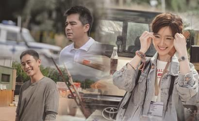 主演《埃博拉前线》的罗晋（左）、毛晓彤（右）、许亚军（上）