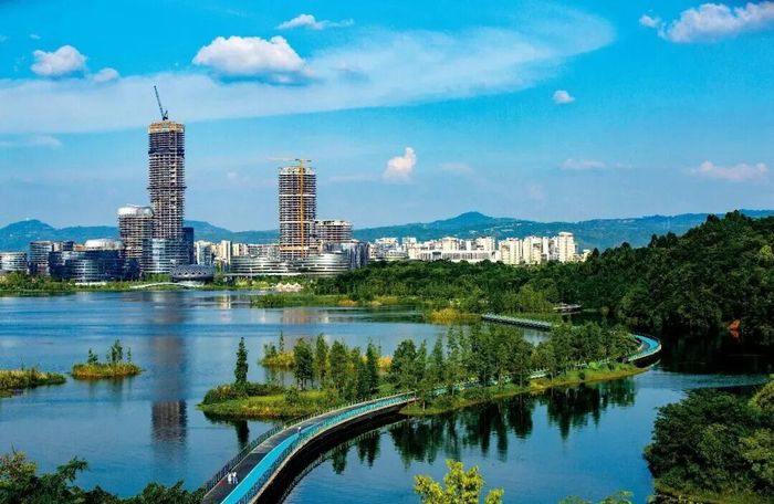 位于天府新区兴隆湖畔的成都科创生态岛。图/视觉成都供