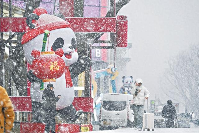 昨天，鹅毛大雪洋洋洒洒飘落京城。 记者 程功摄