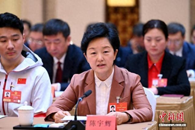 在3月7日举行的十四届全国人大四次会议黑龙江省代表团开放团组会议上，全国人大代表陈宇辉发言。 郭俊峰 摄