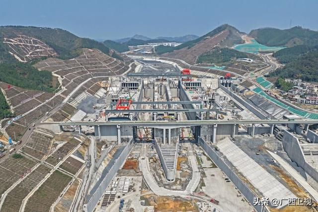   这是3月5日拍摄的广西平陆运河马道枢纽建设现场（无人机照片）。新华社记者 周华 摄