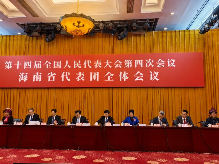 （十四届全国人大四次会议海南代表团开放团组活动现场，高江虹摄）