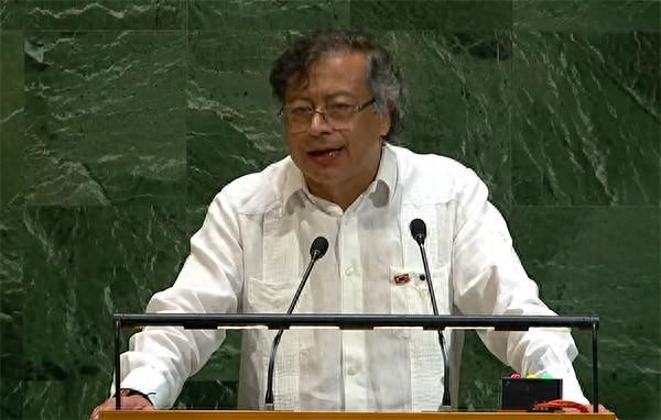 2025年9月，哥伦比亚总统佩特罗在联合国发表演讲。 视频截图 