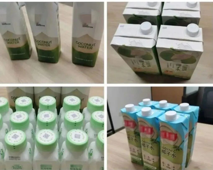 四款送检的椰子水/图源：新京报