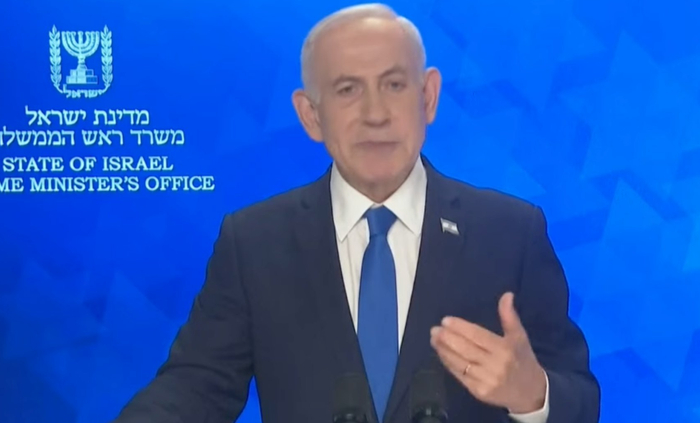 3月7日，内塔尼亚胡发表视频讲话，声称对伊朗的战争将持续进行，力度不会减弱且毫不妥协。视频截图