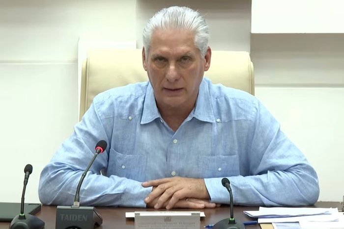 当地时间3月13日，迪亚斯-卡内尔发表讲话，证实与美方进行谈判 视频截图