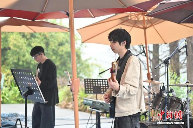 图为台湾乐队演奏原创音乐。中新社记者 陈楚红 摄 