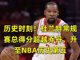 历史时刻!杜兰特常规赛总得分超越乔丹，升至NBA历史第五_1_CBA_火箭