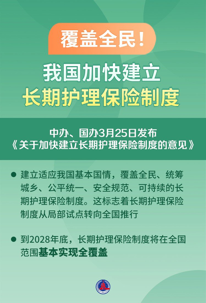 （图表·海报）新华鲜报丨覆盖全民！我国加快建立长期护理保险制度
