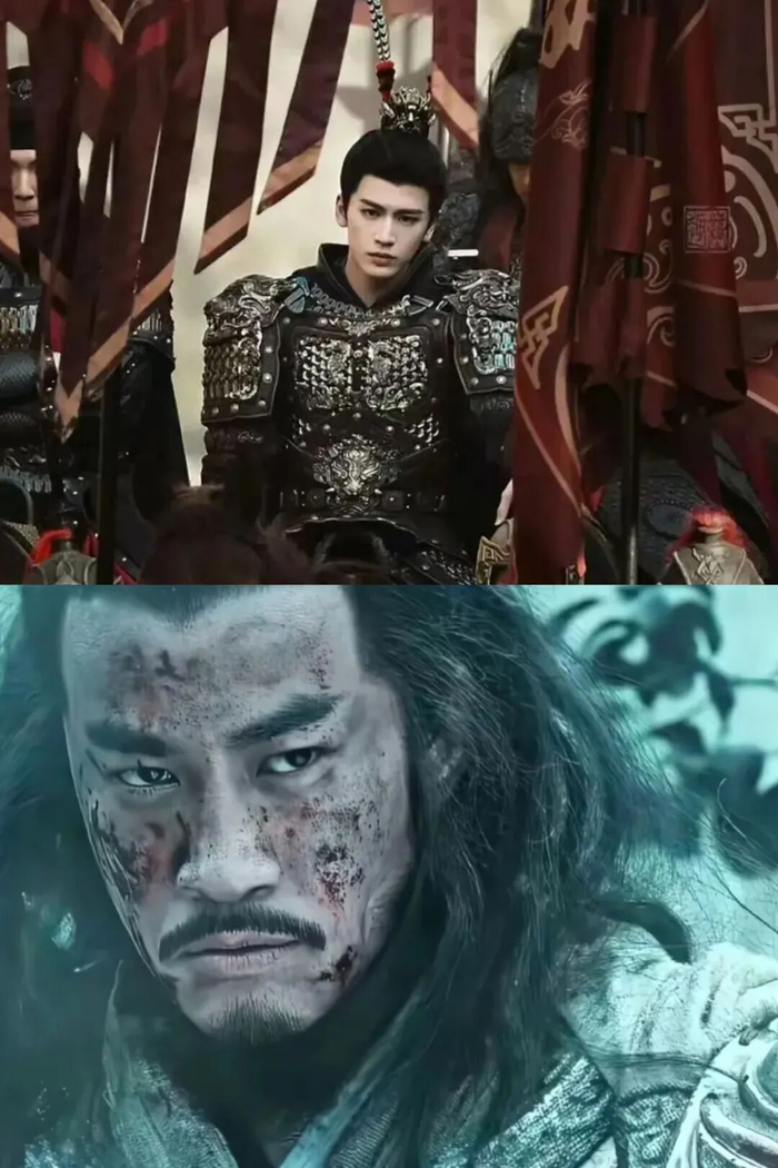 网剧《逐玉》中的“武安侯”（上图）与电视剧《楚汉传奇》中的“项羽”（下图）